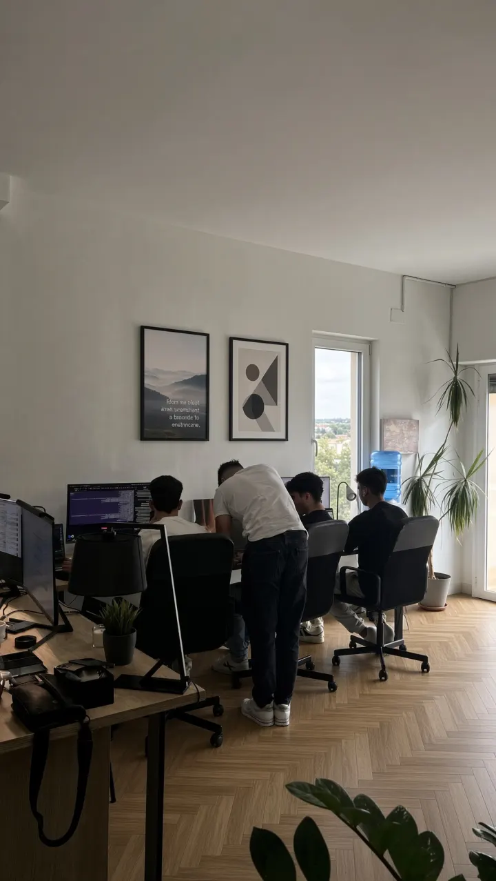 Parte del equipo de chatting trabajando en la oficina